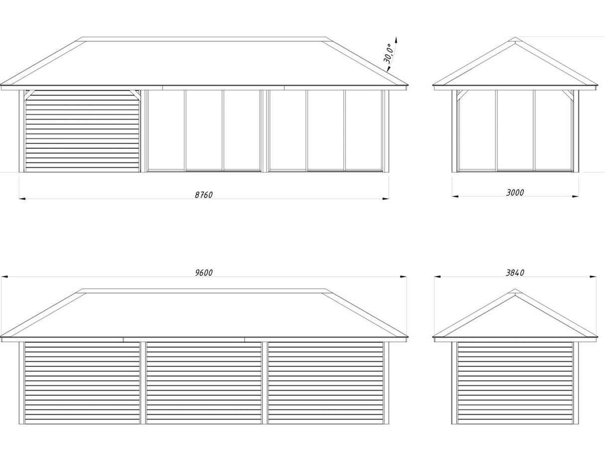Bianca 217/517 (9x3m | 24.9m2) Glass Garden Room With Sliding Doors (Double Glazing Available) - Palmako UK