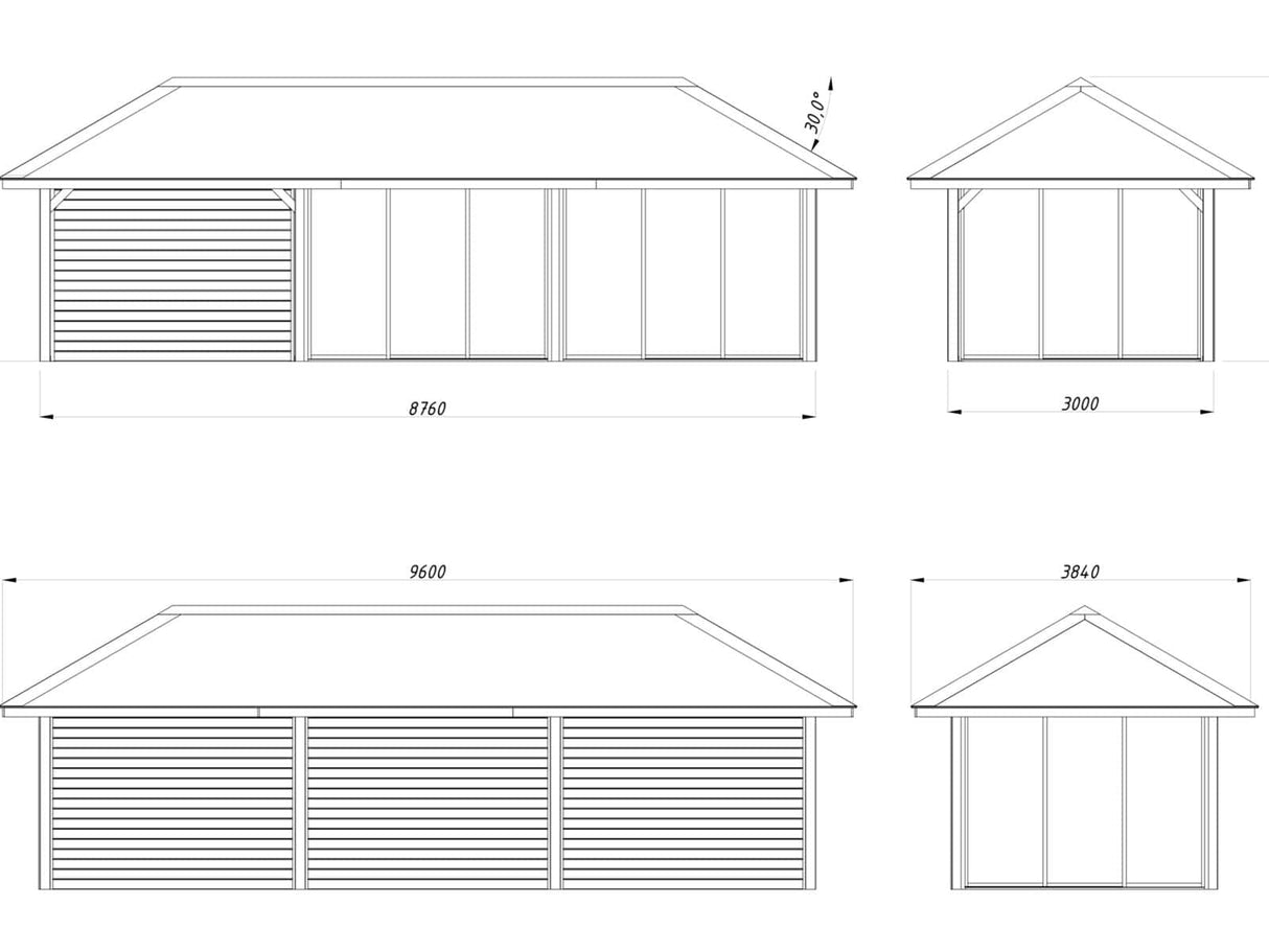 Bianca 218/518 (9x3m | 24.9m2) Glass Garden Room With Sliding Doors (Double Glazing Available) - Palmako UK