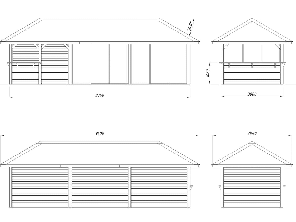 Bianca 219/519 (9x3m | 24.9m2) Glass Garden Room With Sliding Doors (Double Glazing Available) - Palmako UK