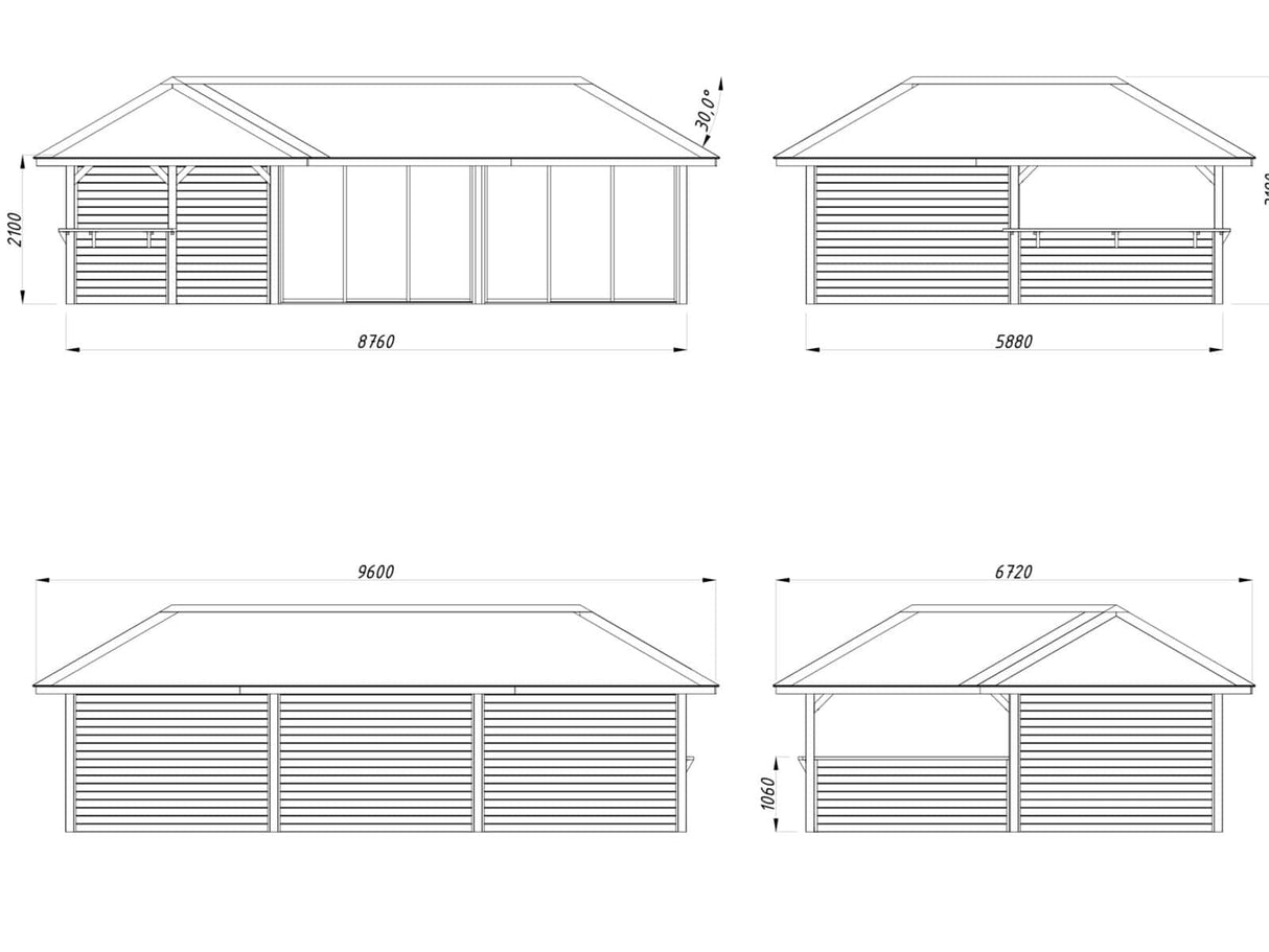 Bianca 220/520 (9x6m | 33.2m2) Glass Garden Room With Sliding Doors (Double Glazing Available) - Palmako UK