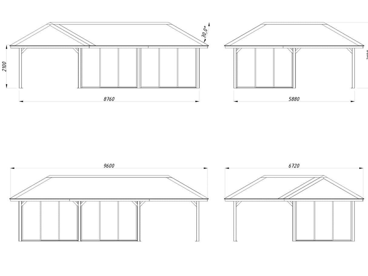 Bianca 221/521 (9x6m | 33.2m2) Glass Garden Room With Sliding Doors (Double Glazing Available) - Palmako UK