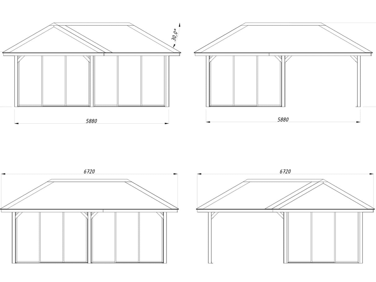 Bianca 223/523 (6x6m | 24.9m2) Glass Garden Room With Sliding Doors (Double Glazing Available) - Palmako UK