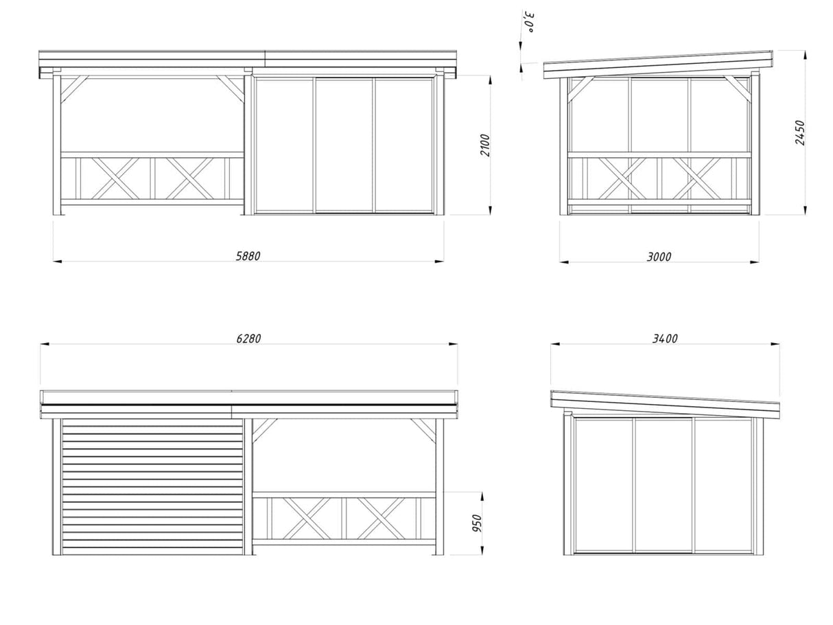 Lenna 404/704 (6x3m | 16.6m2) Glass Garden Room With Sliding Doors (Double Glazing Available) - Palmako UK