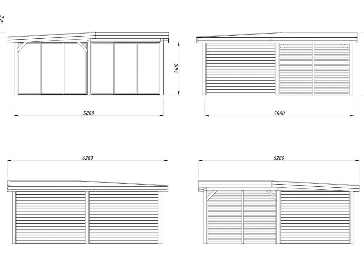 Lenna 413/713 (6x6m | 24.9m2) Glass Garden Room With Sliding Doors (Double Glazing Available) - Palmako UK