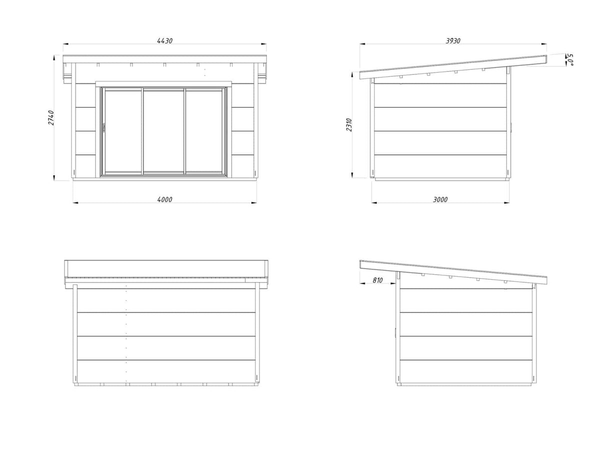 Grace (4x3m | 11.2m2 | 56mm) Year-Round Glue-Laminated Garden Room with Double Glazed Sliding Doors - Palmako UK