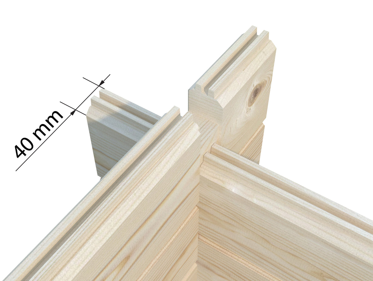 Britta XL (5x5m | 22.3m2 | 40mm) Swiss Chalet Style Garden Log Cabin - Palmako UK