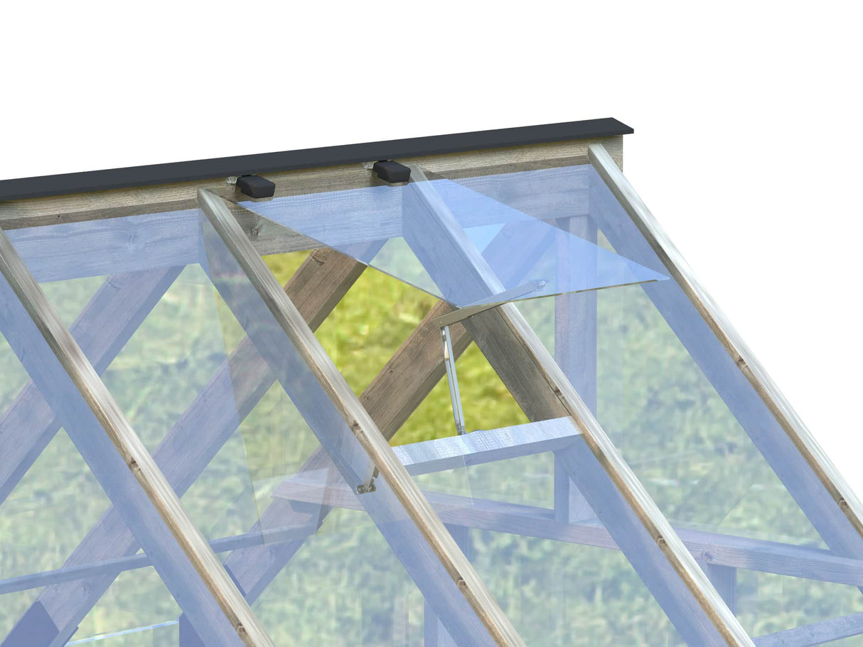 Emilia M (2.4x3.6m | 8.2m2 | 18mm) Modern Greenhouse (Painted Grey or Pressure Treated) - Palmako UK