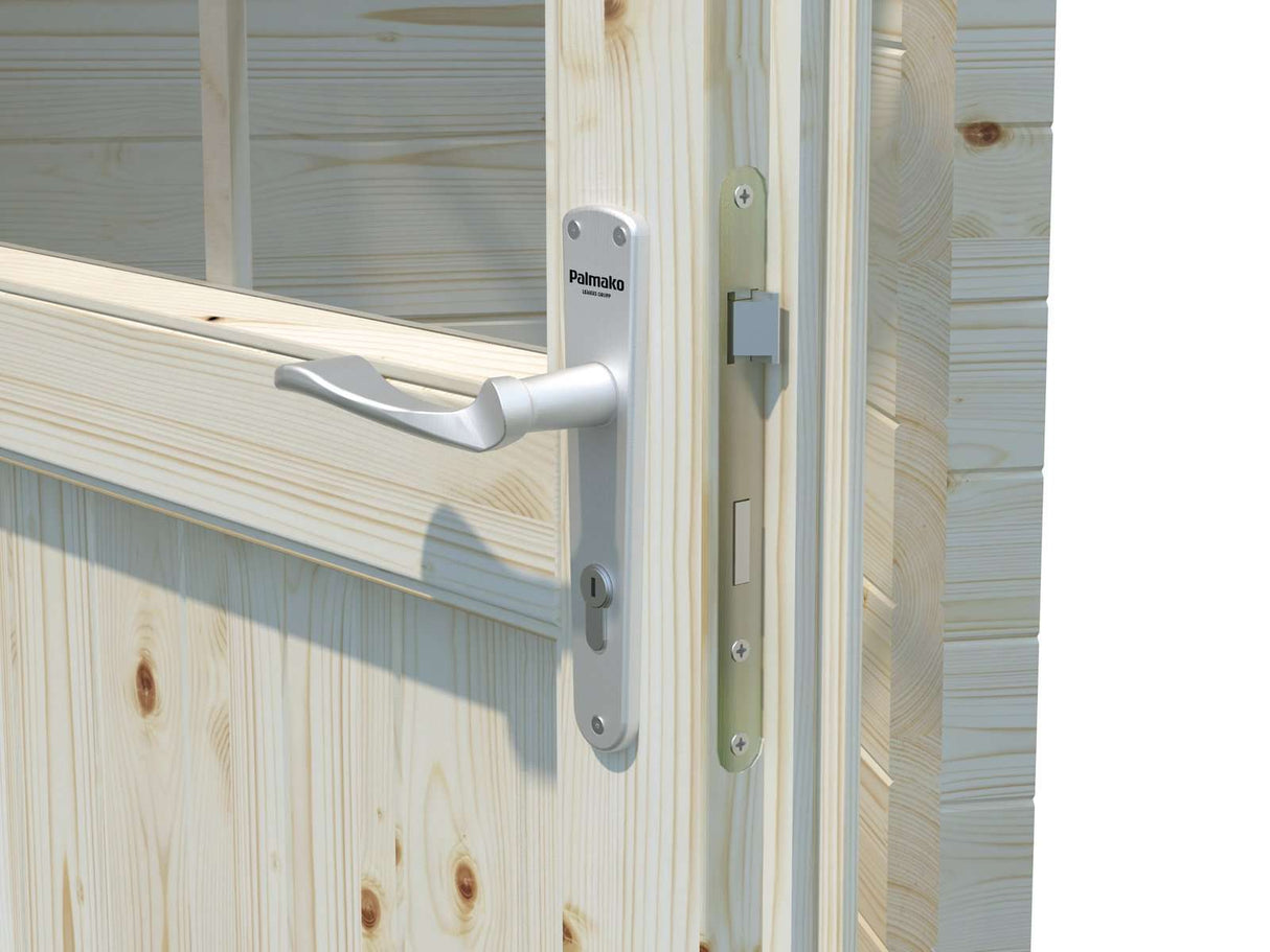 Helena S (4.7x3.8m | 15.1m2 | 70mm) Double Glazed Heavy Duty Garden Log Cabin with Roof Overhang - Palmako UK