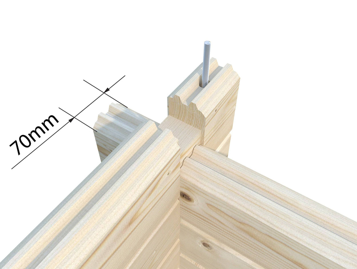 Cecilia L (5,6x5,6m | 27,2m2 | 70mm) Spacious 2,5-Room Modern Log Cottage with Aluminium Doors and Windows - Palmako UK