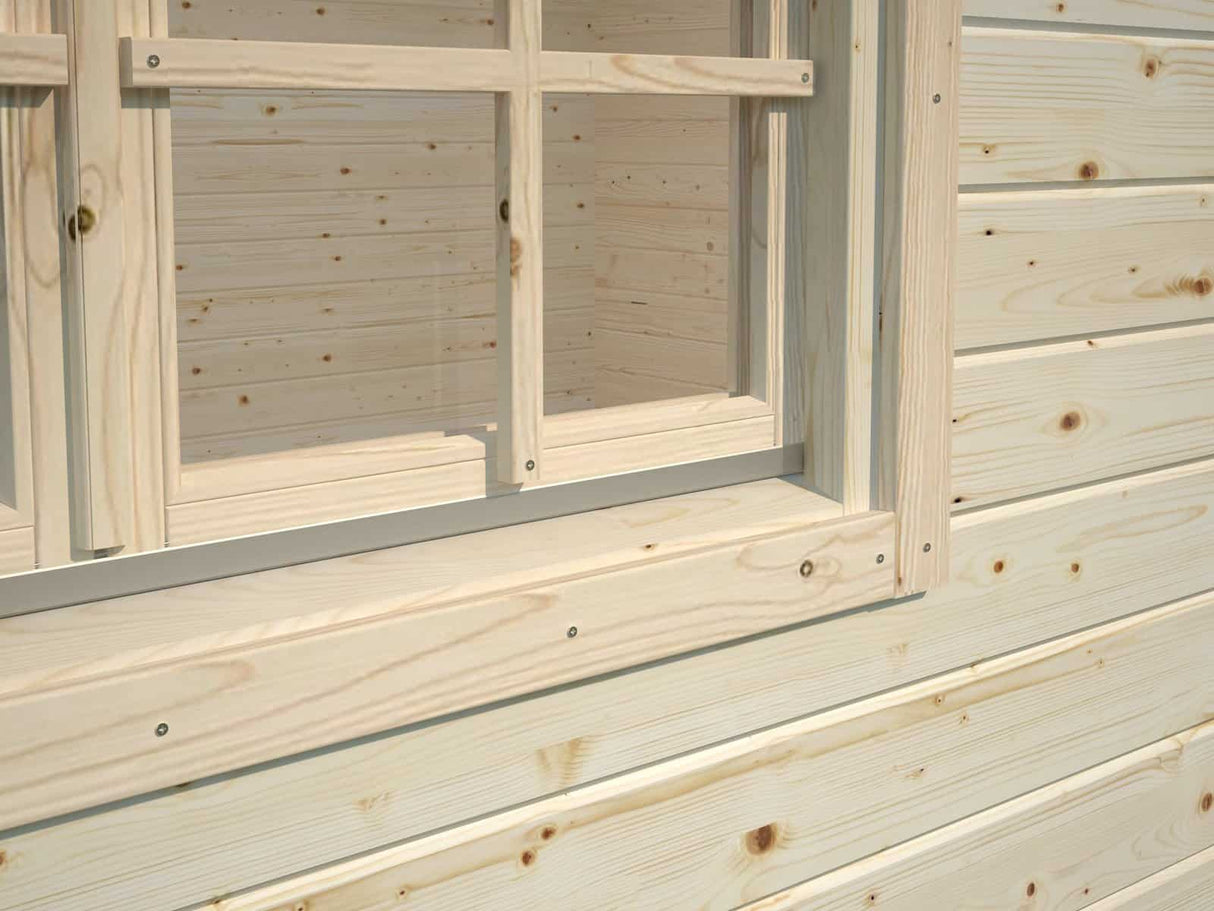 Helena S (4.7x3.8m | 15.1m2 | 70mm) Double Glazed Heavy Duty Garden Log Cabin with Roof Overhang - Palmako UK