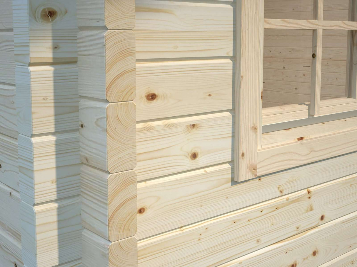 Helena S (4.7x3.8m | 15.1m2 | 70mm) Double Glazed Heavy Duty Garden Log Cabin with Roof Overhang - Palmako UK