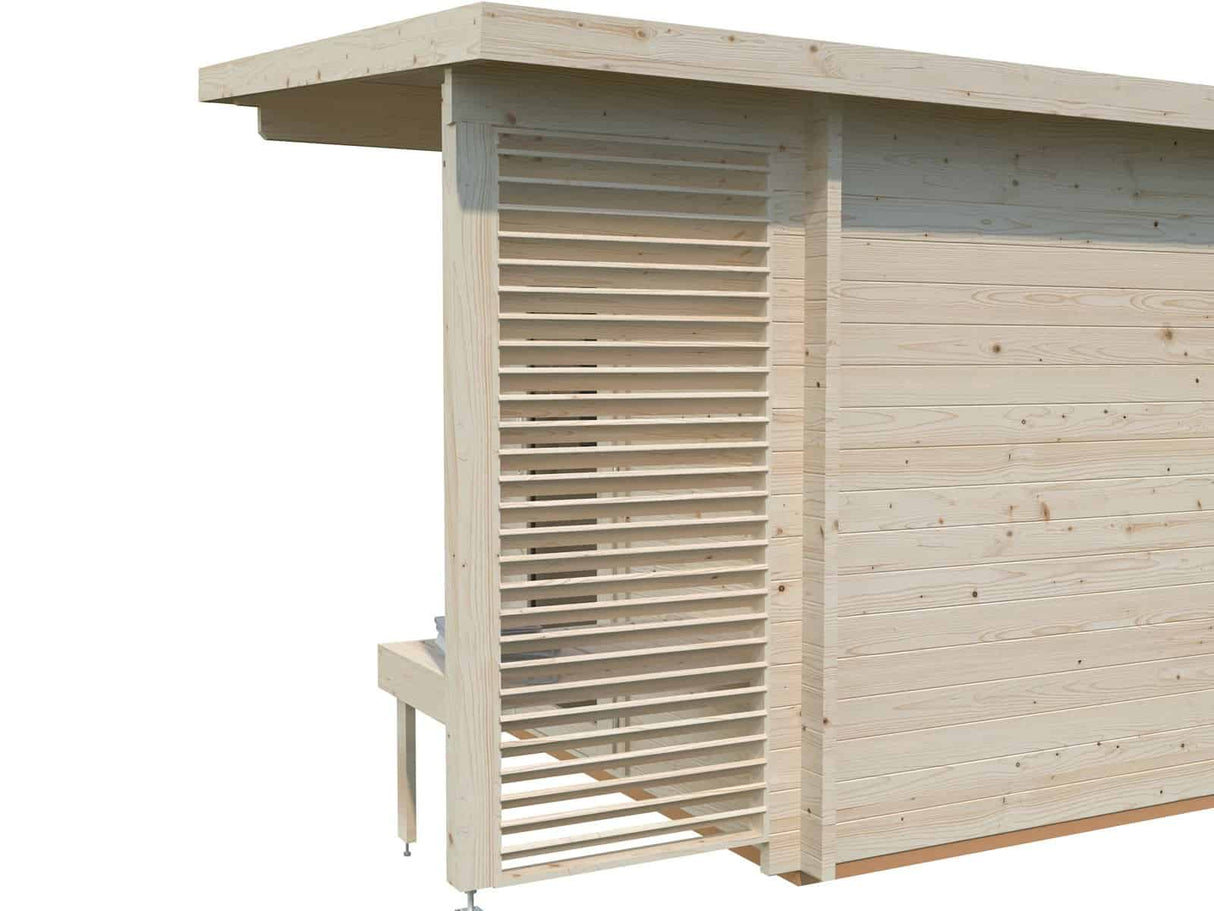 Sanna S (2.3x2.3m | 4.1 m2 | 44mm) Compact Outdoor Sauna - Palmako UK