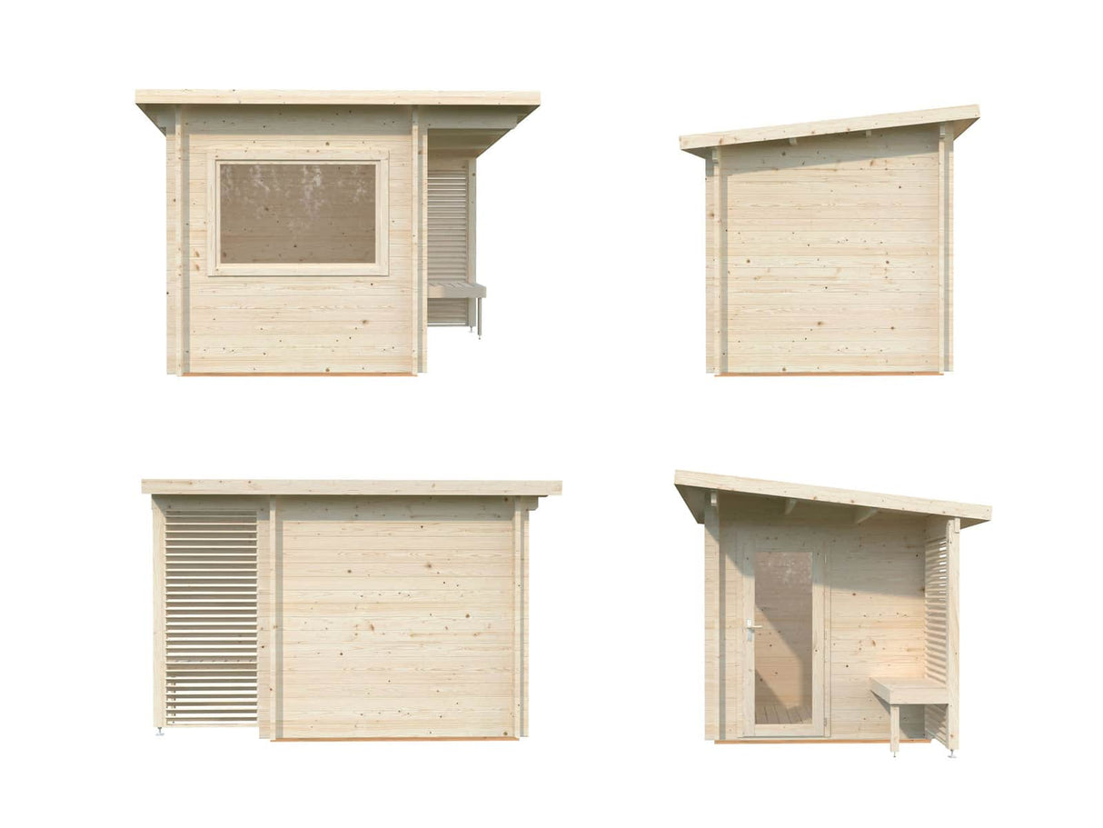 Sanna S (2.3x2.3m | 4.1 m2 | 44mm) Compact Outdoor Sauna - Palmako UK