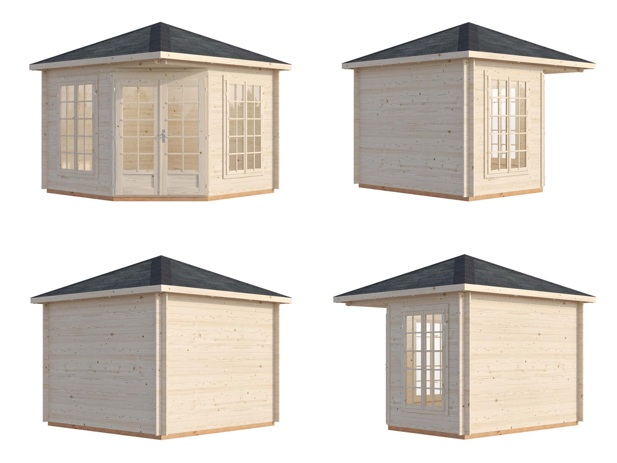 Melanie S (2.8x2.8m | 7m2 | 28mm) Classic Corner Cabin Summer House - Palmako UK