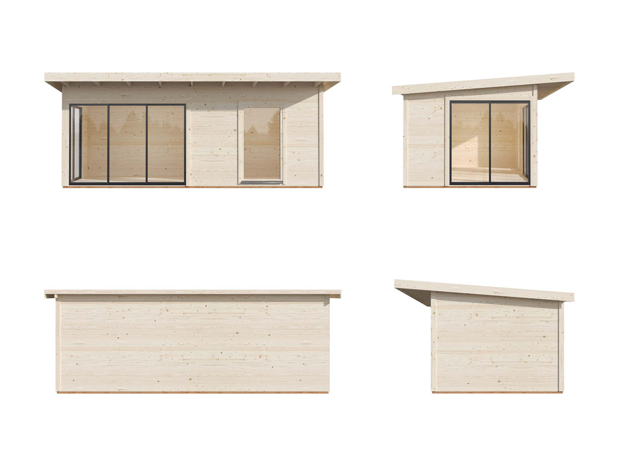 Andrea M (6.0x3m | 17.1m2 | 44mm) Garden Room with Sliding Doors (Double Glazing Available) - Palmako UK