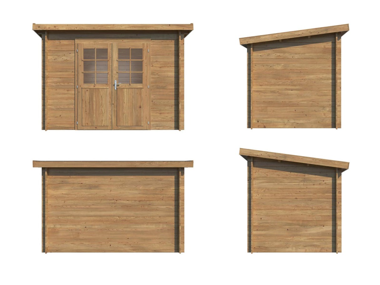 Alice XS (3x2m | 4.7m2 | 28mm) Small Pressure Treated Garden Shed - Palmako UK