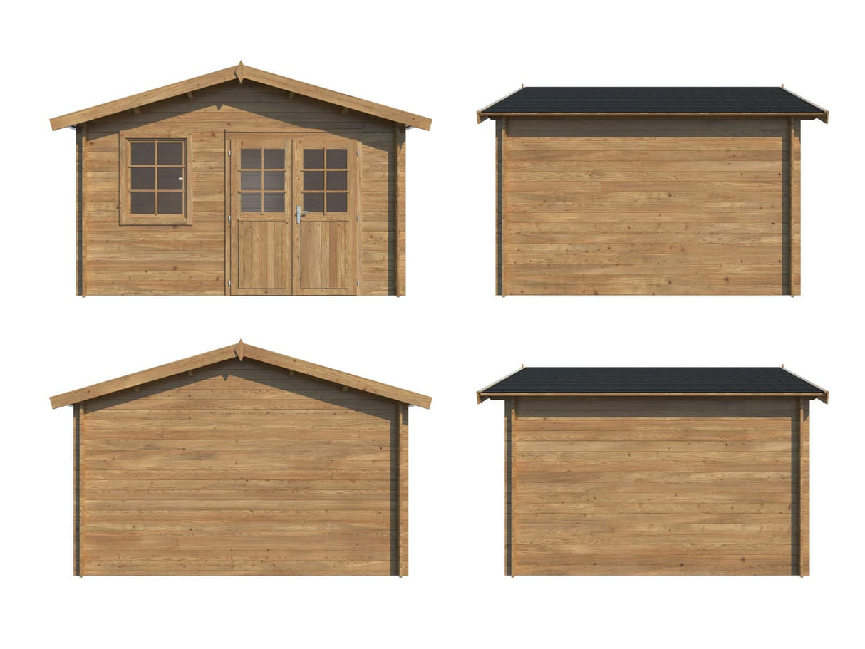 Valentine XL (3.6x3.2m | 11.0m2 | 28mm) Pressure Treated Double Door Garden Shed - Palmako UK