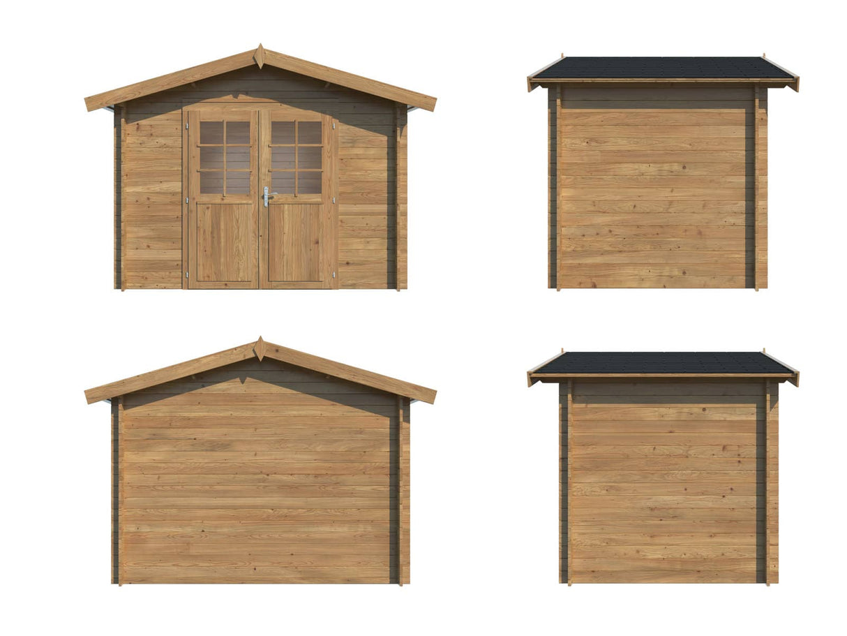 Valentine S (2.8x1.8m | 4.7m2 | 28mm) Pressure Treated Garden Shed Log Cabin - Palmako UK