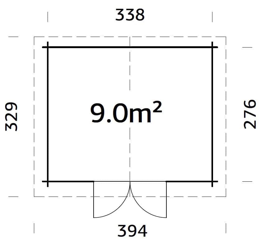 Alice M (3.6x3m | 9.0m2 | 28mm) Pressure Treated Garden Shed with Double Doors - Palmako UK