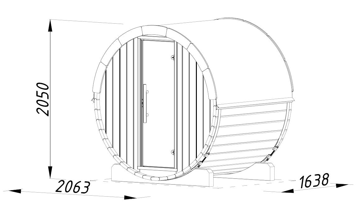ANITA Thermo S (2x1,6m|0,9m2|42mm) Thermowood Barrel Sauna