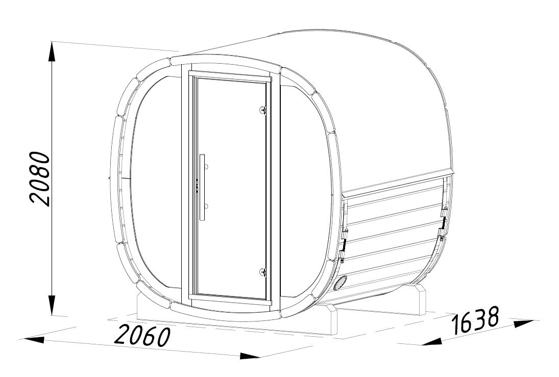 ASTRA Thermo M Glass (2x1,6m|1,4m2|42mm) Thermowood Cubic Outdoor Sauna with Glass Wall