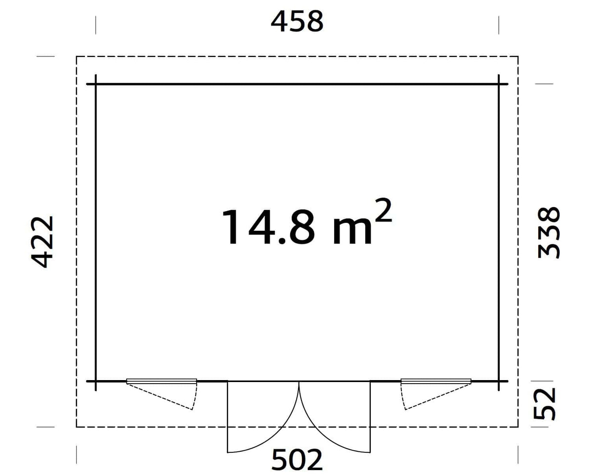 Bret S (4.8x3.6m | 14.8m2 | 44mm) Contemporary Summer House - Palmako UK