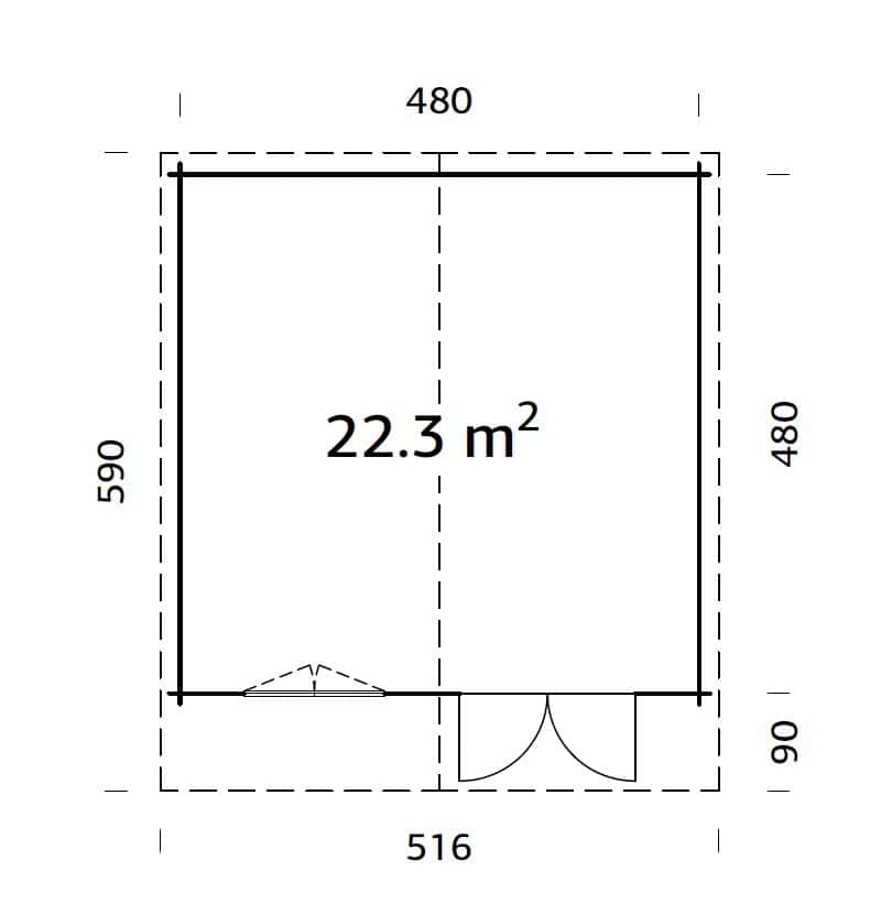 Britta XL (5x5m | 22.3m2 | 40mm) Swiss Chalet Style Garden Log Cabin - Palmako UK