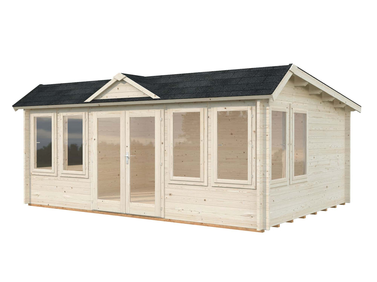 Claudia Low (5.3x3.8m | 19.4m2 | 44mm) Under 2.5m Clockhouse Log Cabin - Palmako UK