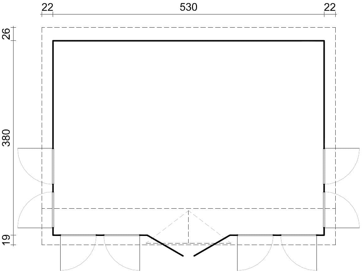 Claudia Low (5.3x3.8m | 19.4m2 | 44mm) Under 2.5m Clockhouse Log Cabin - Palmako UK