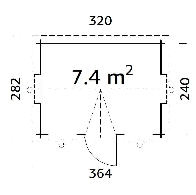 Claudia S (3.2x2.4m | 7.4m2 | 28mm) Compact Clockhouse Garden Room - Palmako UK