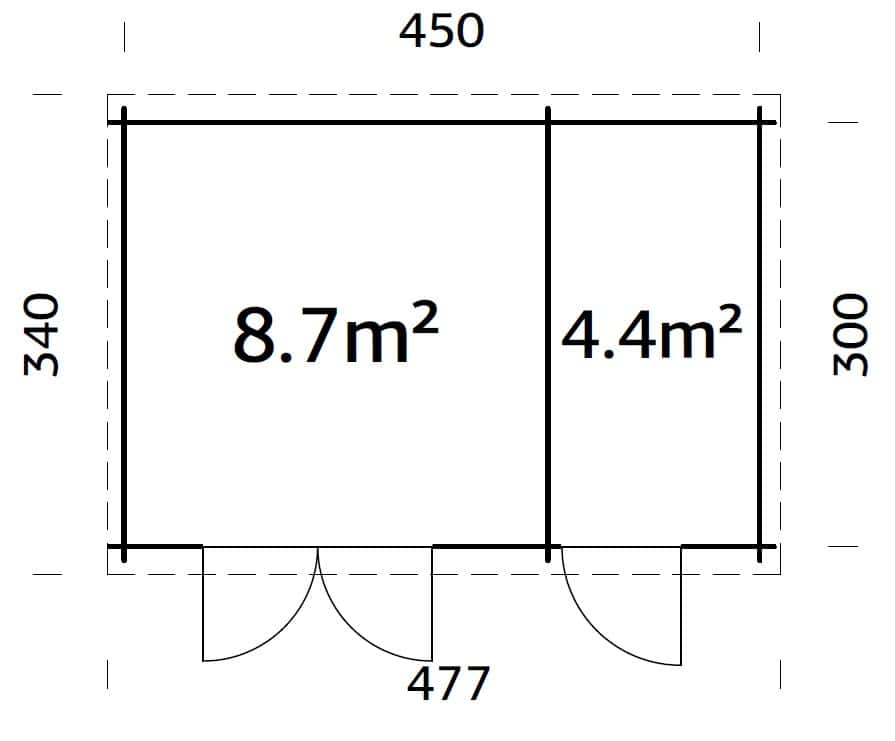 Ella (4.7x3.2m | 13.1m2 | 28mm) Two Room  Summer House - Palmako UK