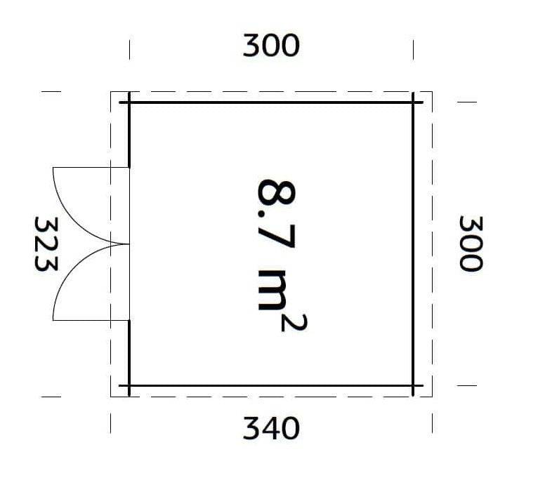 Ella (3.2x3.2m | 8.7m2 | 28mm) Pent Roof Garden House - Palmako UK