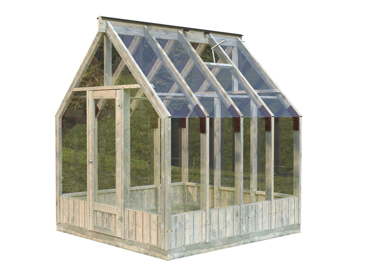 Emilia S (2.4x2.4m | 5.4m2 | 18mm) Compact Premium Greenhouse (Painted Grey or Pressure Treated) - Palmako UK