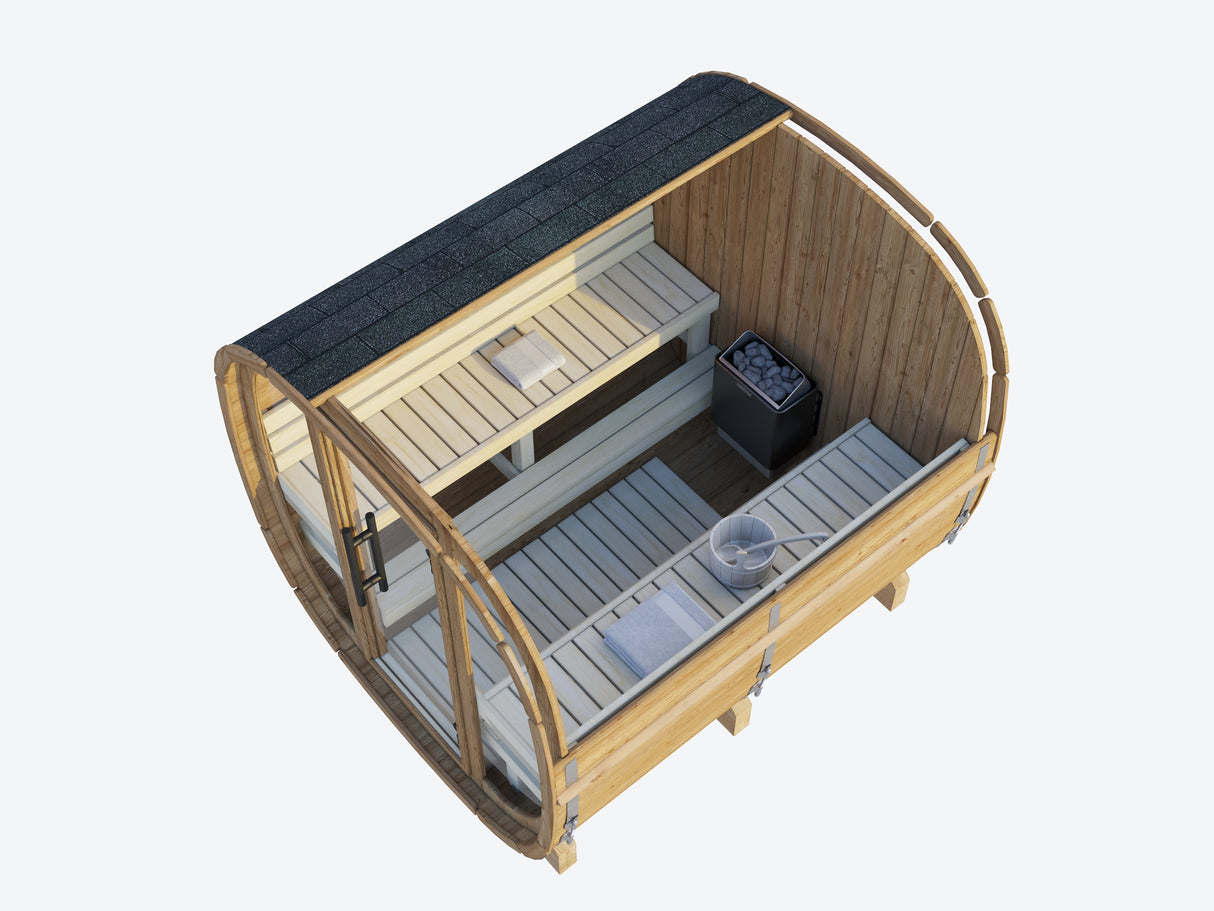 ASTRA Thermo L Glass (2x2,2m|2m2|42mm) Thermowood Cubic Outdoor Sauna with Glass Wall