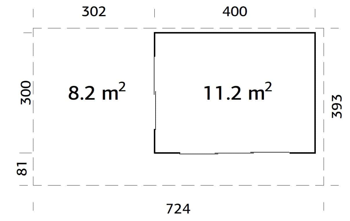 Grace (4x3m | 11.2+8.2m2 | 56mm) Year-Round Glue-Laminated Garden Room with Double Glazed Sliding Doors And Canopy - Palmako UK
