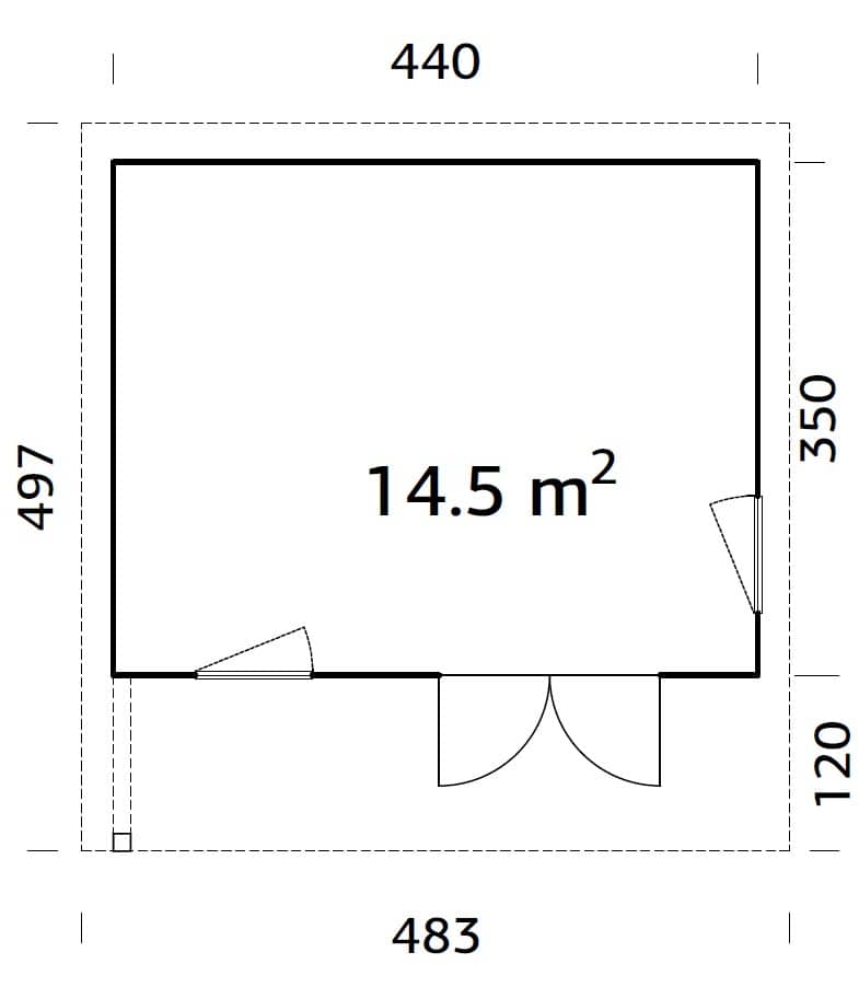 Grace (4.4x3.5m | 14.5m2 | 56mm) Glue-Laminated Year-Round Timber Garden Room - Palmako UK