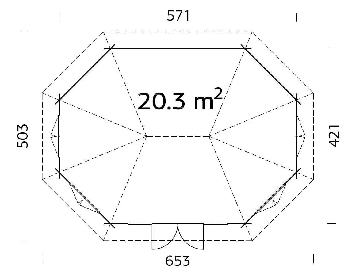 Hanna (5.7x4.2m | 20.3m2 | 44mm) Large Glazed Garden Gazebo - Palmako UK