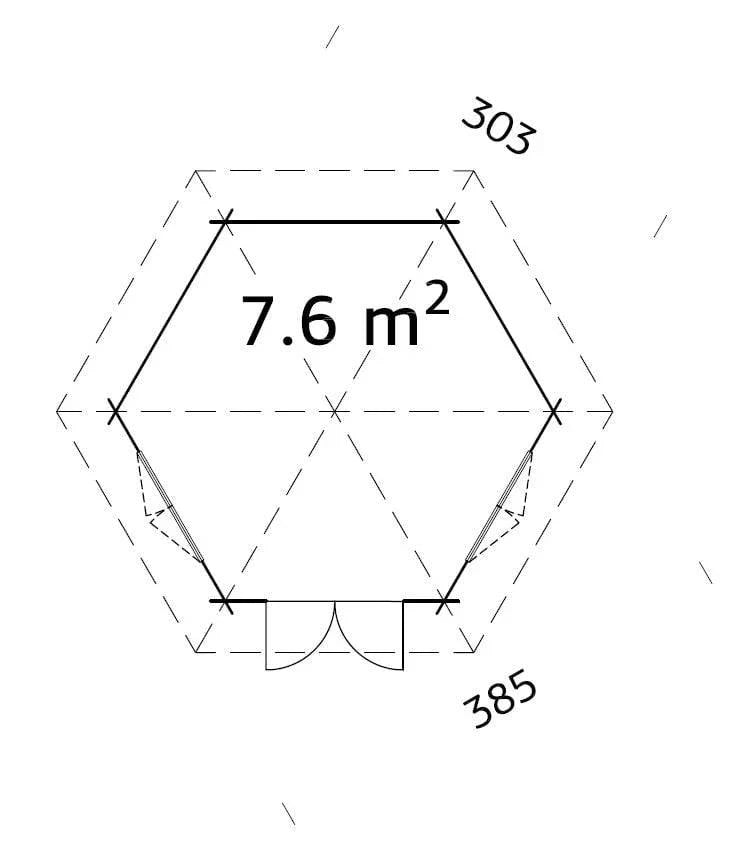Hanna (3m diameter | 7.6m2 | 34mm) Hexagonal Timber Garden Pavilion - Palmako UK