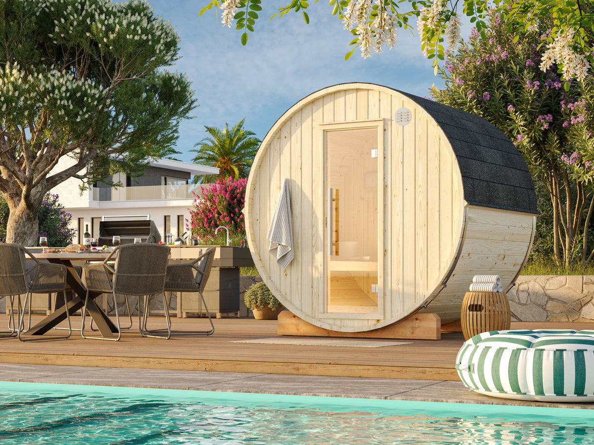 Compact 44mm Barrel Sauna d220x180cm - Palmako UK