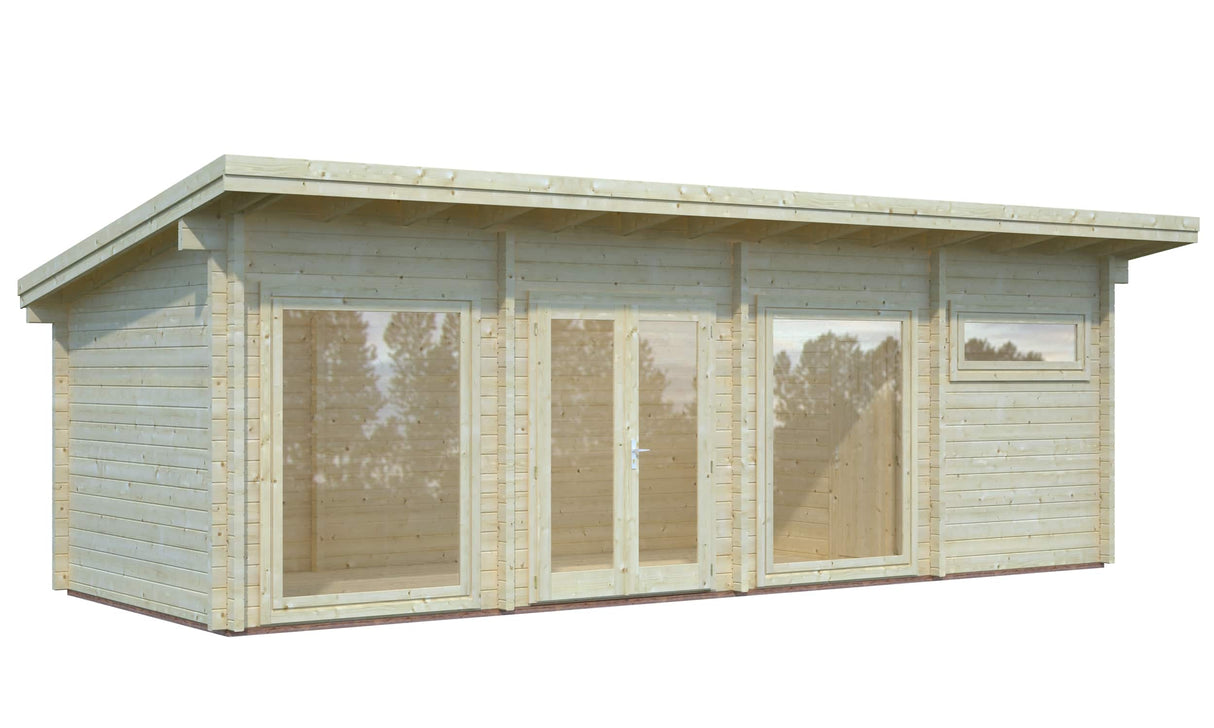 Heidi XL (8.4x3.2m | 22.8m2 | 70mm) Large 2-room All-Season Pent Roof Garden House - Palmako UK