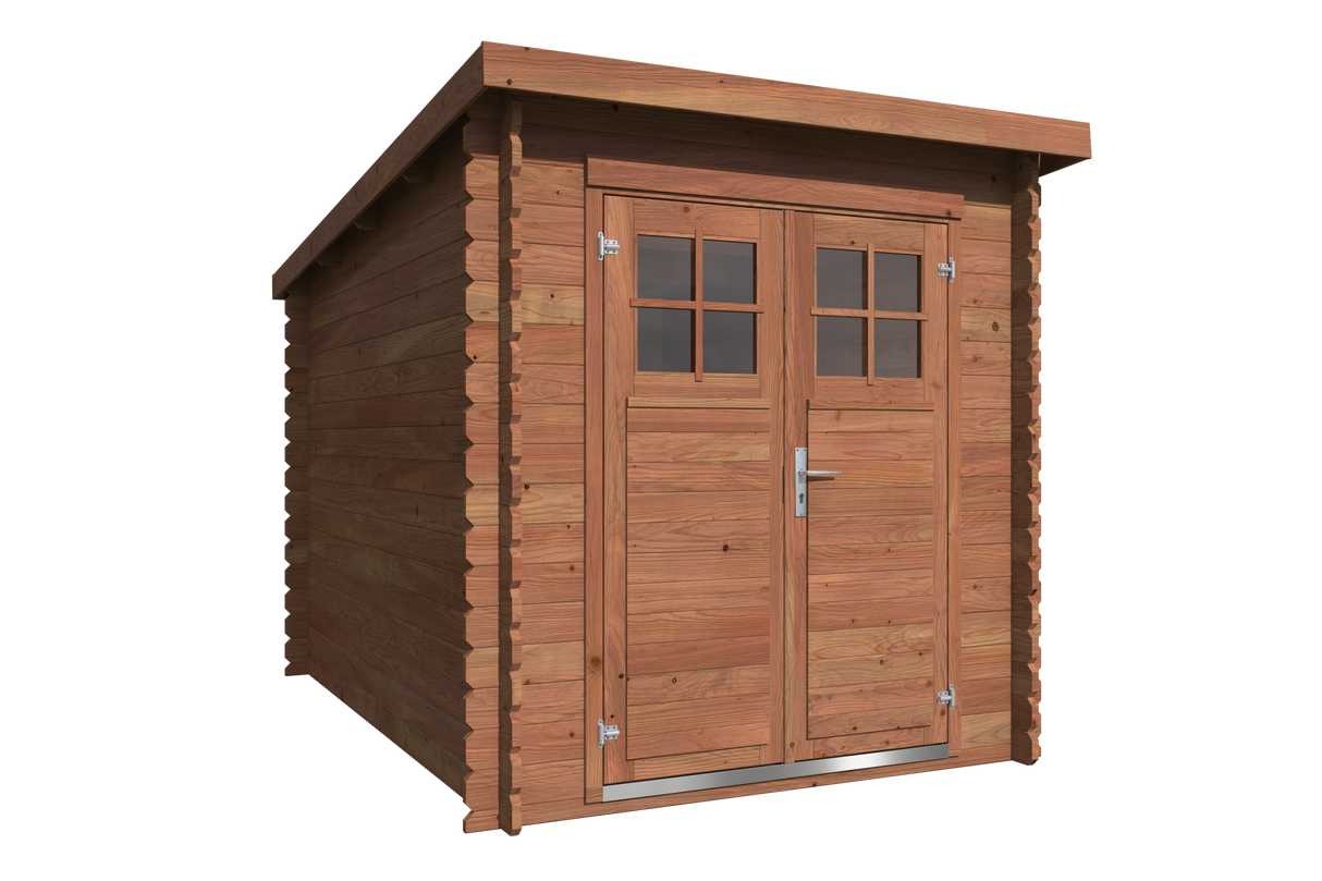 HOTEO 4,9m2, 28 mm Compact Pressure Treated Log Shed - Palmako UK