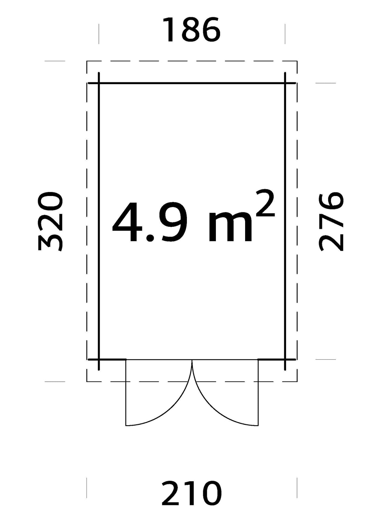 HOTEO 4,9m2, 28 mm Compact Pressure Treated Log Shed - Palmako UK