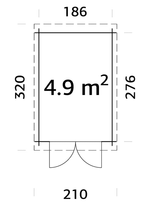 HOTEO 4,9m2, 28 mm Compact Pressure Treated Log Shed - Palmako UK