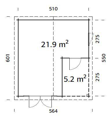 Irene XL (5.3x5.7m | 21.9+5.2m2 | 44mm) Summer House Log Cabin with Porch - Palmako UK