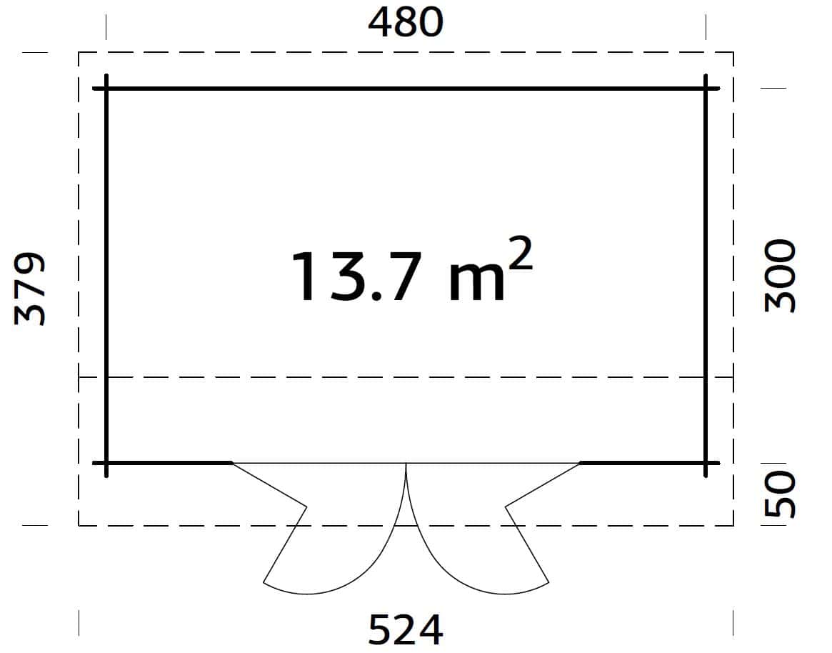 Ines L (4.8x3m | 13.7m2 | 44mm) Roomy Garden Office with Bi-Fold Doors - Palmako UK