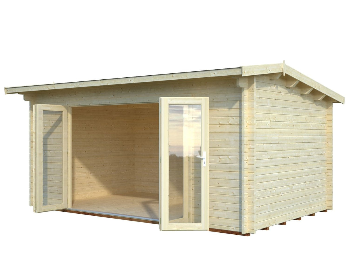 Ines L (4.8x3m | 13.7m2 | 44mm) Roomy Garden Office with Bi-Fold Doors - Palmako UK