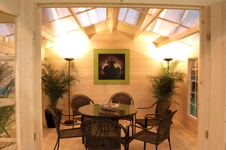 Irene (4x4m | 13.9m2 | 34mm) Bright Summer House with Translucent Roof Panels - Palmako UK
