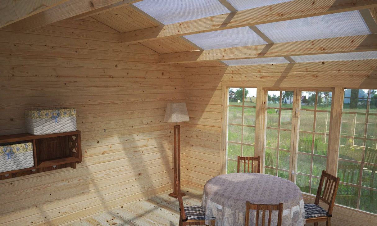 Irene (4x4m | 13.9m2 | 34mm) Bright Summer House with Translucent Roof Panels - Palmako UK