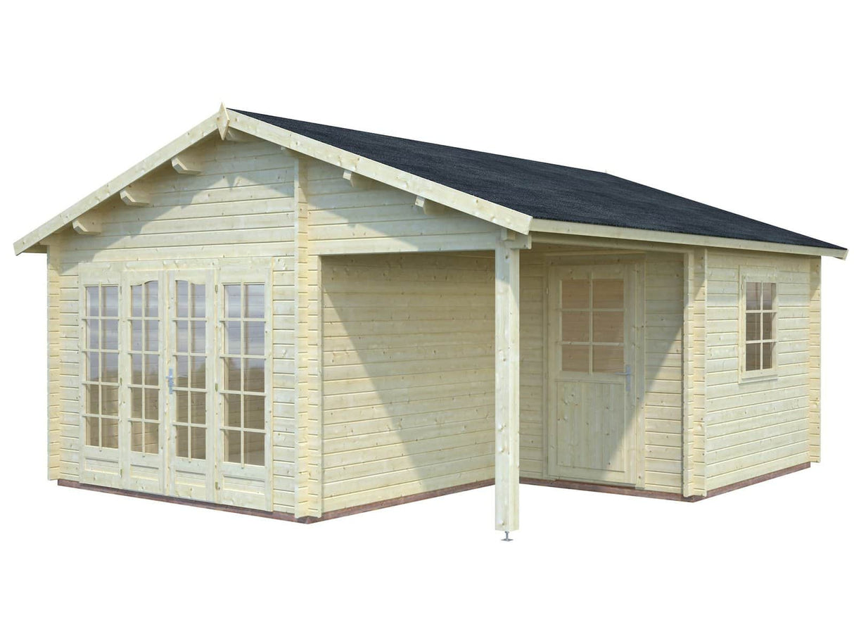 Irene XL (5.3x5.7m | 21.9+5.2m2 | 44mm) Summer House Log Cabin with Porch - Palmako UK