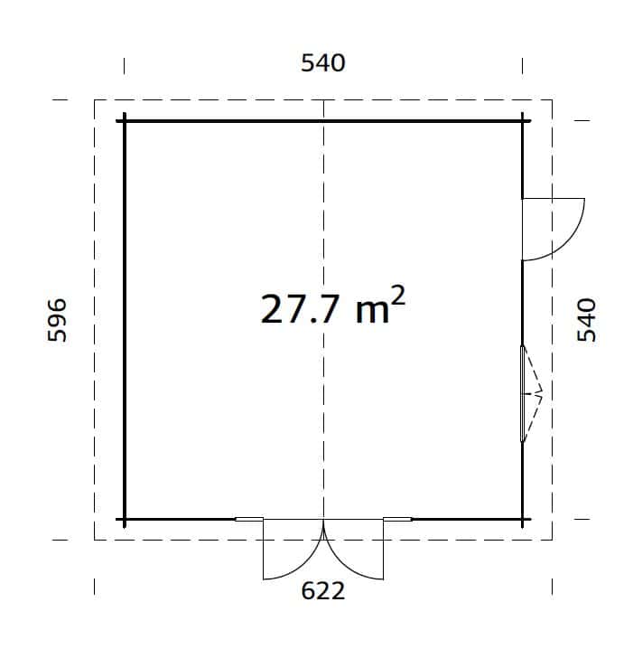 Irene XXL (5.6x5.6m | 27.7m2 | 70mm) Summer House Log Cabin - Palmako UK